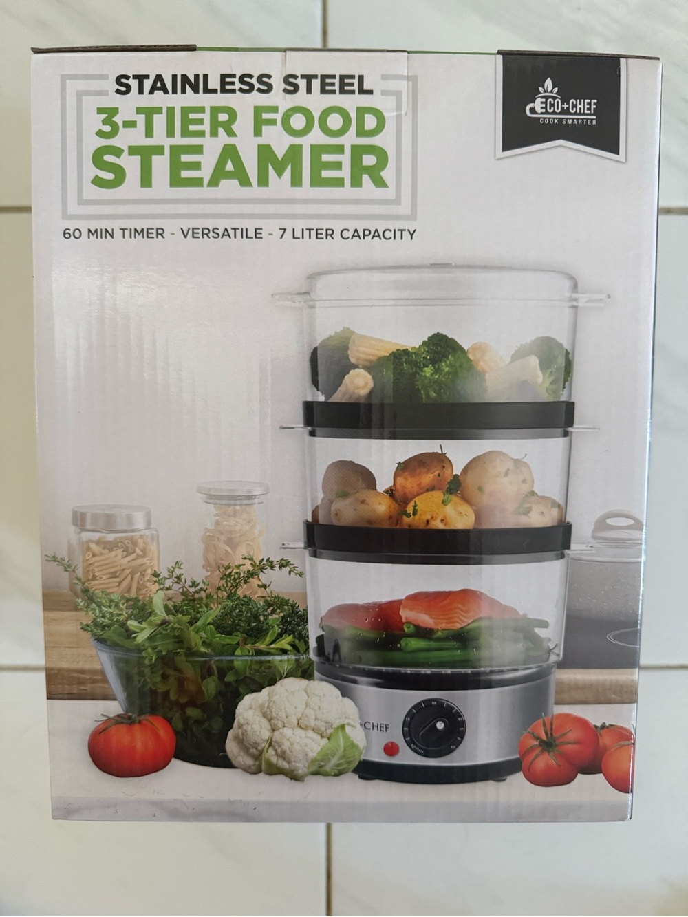 Eco-Chef Stainless Steel 3-Tier Food Steamer - Silver NWOT